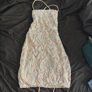 Elegant Cream and White Lace Dress